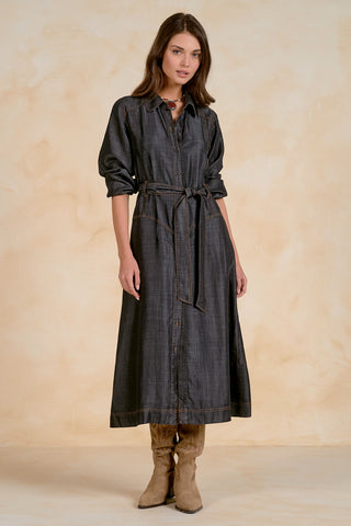 Maxi Long Sleeve Collar Button Dress