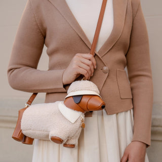 Dog Sherpa Vegan Leather Crossbody Bag