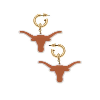 Texas Longhorns Resin Logo Drop Hoop Earrings