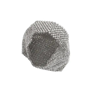 Krystal Silver Beaded Top Handle Bag