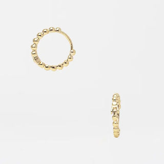 18K Gold Dainty Beaded Hoops