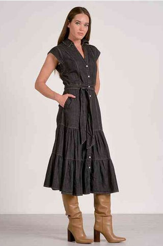 Dress Midi Cap Sleeve Belt