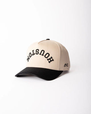 Off-White with Black Brim & Stitching | Pre-curved Snapback
