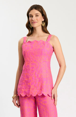 Vanessa Linen Scalloped Top