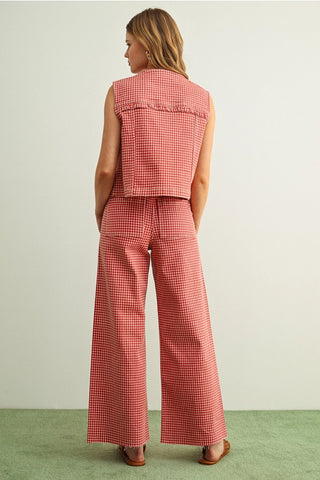 Gingham Printed Stretch Pants