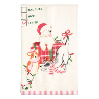 Naughty & Nice Christmas Pet Pattern Hem Towel