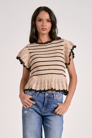 Short Sleeve Sweater Ruffle Sleeve