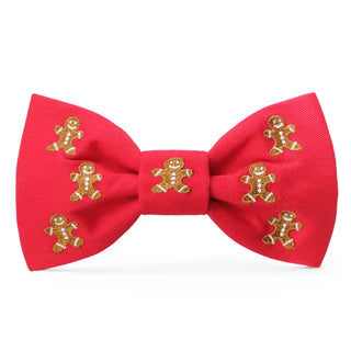 Gingerbread Man Embroidered Dog Bow Tie