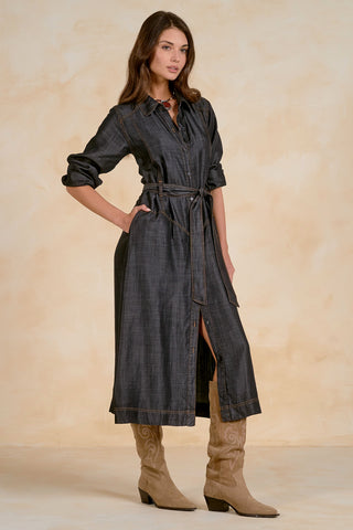 Maxi Long Sleeve Collar Button Dress
