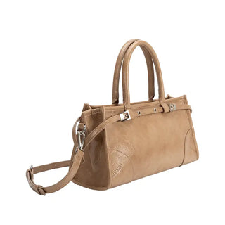 Rhonda Tan Recycled Vegan Leather Top Handle Bag
