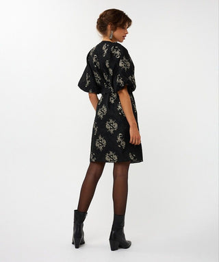 Dress Jacquard Puff Sleeve