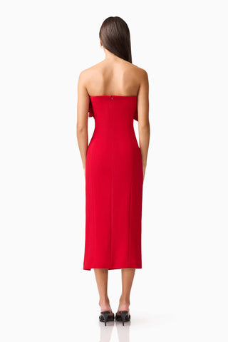 Lila Fitted Midi Dress in Red