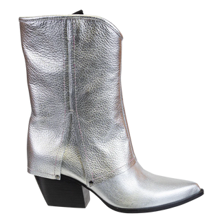 CURIO in SILVER Heeled Mid Shaft Boots