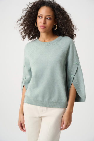 Brushed Viscose And Nylon Knit Tulip Sleeve Sweater