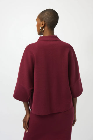Sweater Knit Boxy Pullover With Polo Collar