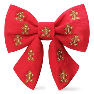 Gingerbread Man Embroidered Lady Dog Bow