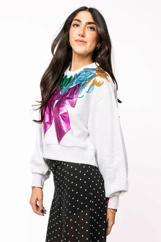 Grey Metallic Wreath Sweatshirt