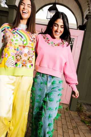 Hot Pink Peppermint Neck Sweatshirt