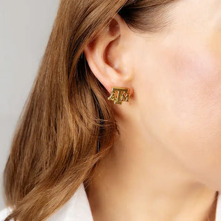 Texas A&M Aggies 24K Gold Plated Stud Earrings