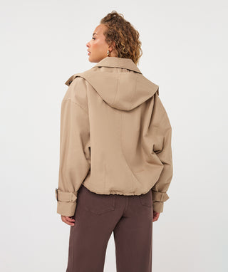 Trench Coat Short Hood