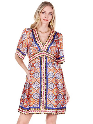 V-Neck Cinched Waist Dress