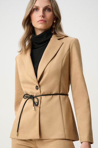 Scuba Suede Tie-Belt Blazer