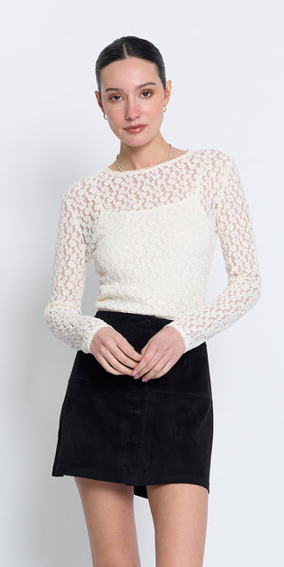 Scarlet Stretch Lace Crew Neck