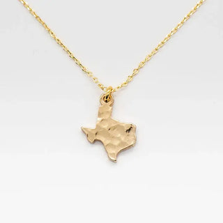 24K Gold Hammered Texas Pendant Necklace