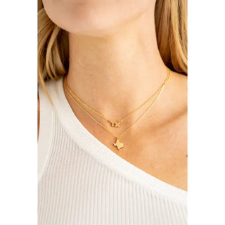 24K Gold Hammered Texas Pendant Necklace