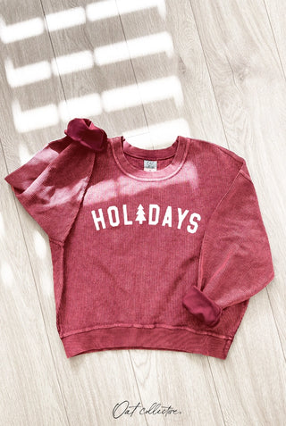 Holidays Cropped Thermal Vintage Pullover