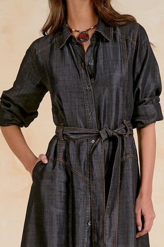 Maxi Long Sleeve Collar Button Dress