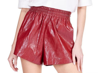 Vegan Leather Slit Pocket Short
