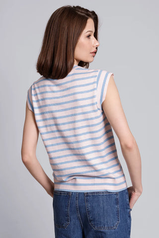 Supima Cotton Cashmere Striped Cap Sleeve
