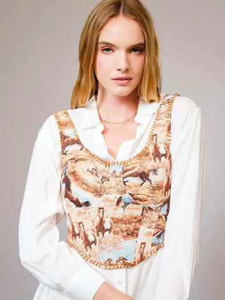 Horse Jacquard Stitch Detail Corset