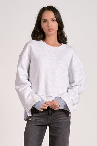Mixed Media Striped and Grey Sweater