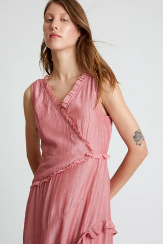 Long Pink Ruffled Dress