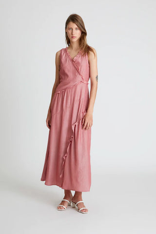 Long Pink Ruffled Dress