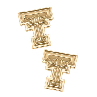 Texas Tech University Logo 24K Gold Plated Stud Earrings