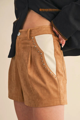 Studded Faux Suede Shorts