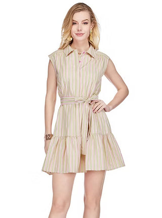 Sleeveless Shirt Dress Stripe