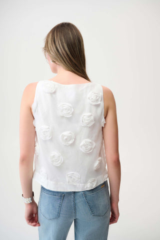 Novelty Sleeveless Top With 3D Floral Embroidery