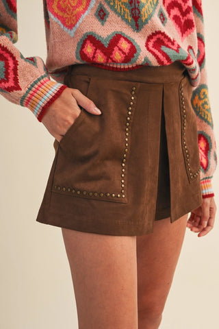 Studded High Waist Skort