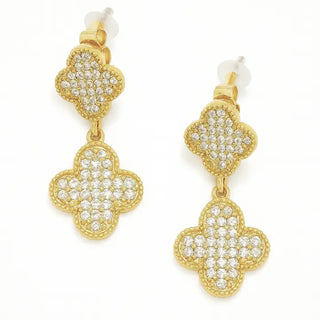 Pave Clover Drop Earring