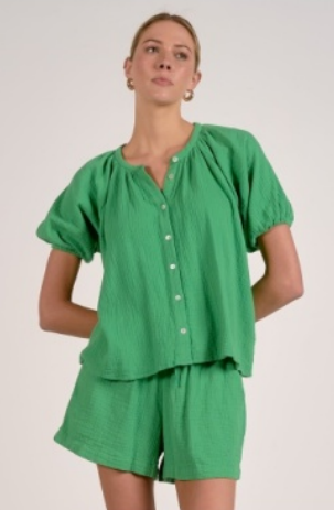 Gauze Puff Sleeve Top