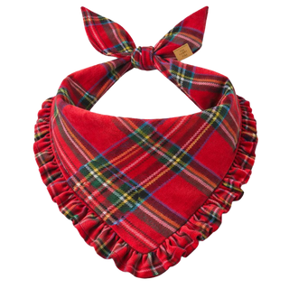 Tartan Plaid Flannel Ruffled Dog Bandana