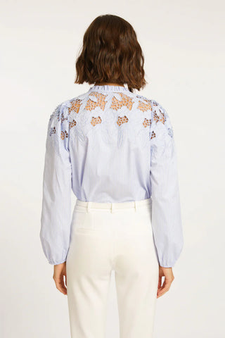 Riana Blue Micro Stripe Top
