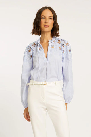 Riana Blue Micro Stripe Top