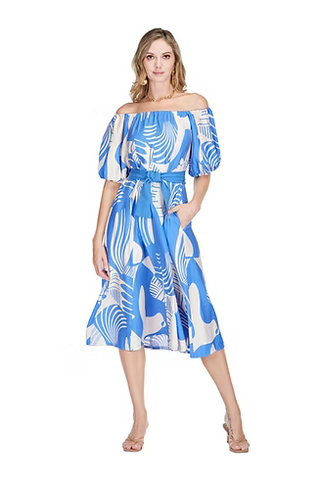 Off-Shoulder Flared Midi Dress