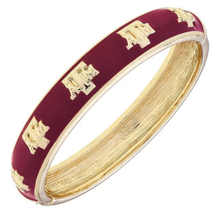 Texas A&M Aggies Sculpted Enamel Logo Hinge Bangle in Maroon