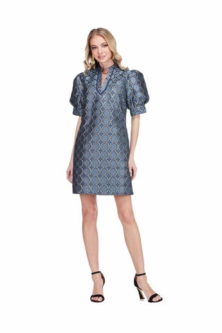 Collar Trimmed V neck Dress